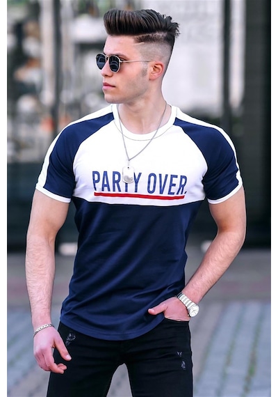 Madmext Baskılı Lacivert Tişört 4027 Lacivert