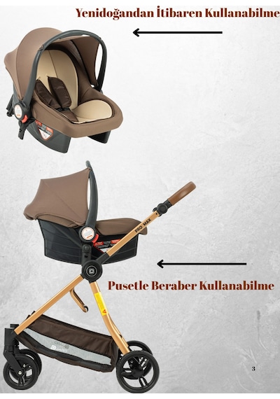 Quard Promax Travel Sistem Bebek Arabası Kahverengi