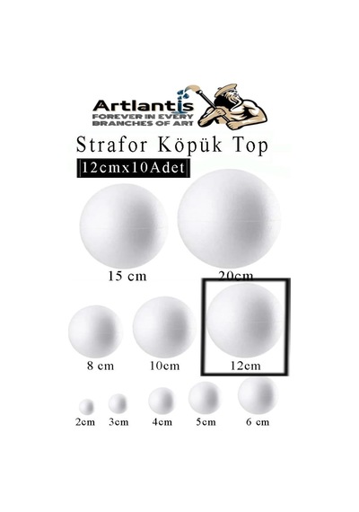 Strafor Köpük Top 12 Cm 10 Adet Köpük Top Küre Toplar Yuvarlak Strafor Köpük Top Okul Deney Hobi Sanat