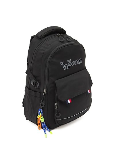 Kaff Young 51585 Black Siyah Unisex Çok Cepli Anahtarlık Aksesuarlı Suya Dayanıklı Sırt Çantası