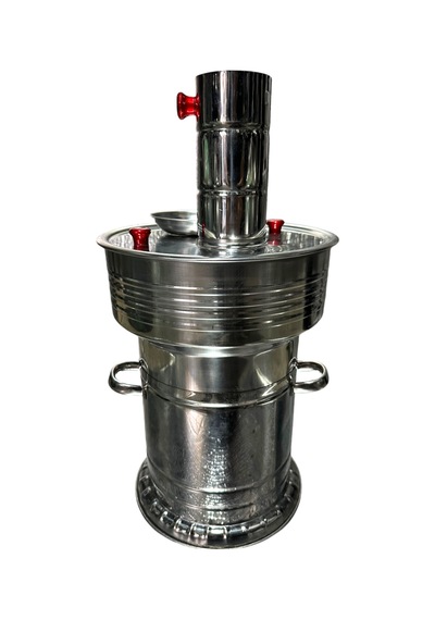 Odunlu Çift Musluklu Çelik Semaver 7 Lt -107