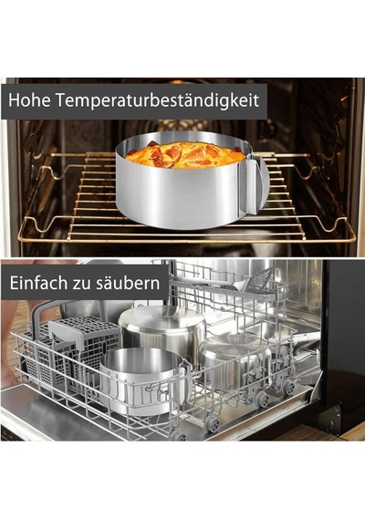 Yuvarlak Ayarlı Çember Pasta-kek Kalıbı Büyüyüp Küçülebilen Pasta Kalıbı Yükseklik 10 Cm Gri