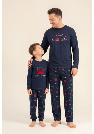 Rolypoly Let It Snow Baba Oğul Lacivert Uzun Kol Pijama Takım Rp3939-a-v1 Rp3939-a-v1