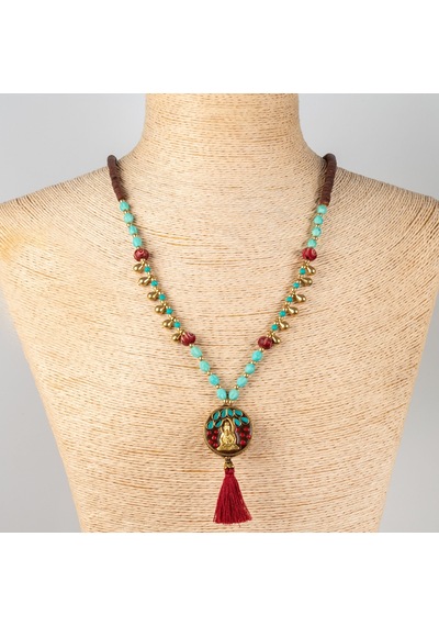 Gypsy Stone Nomad Heritage Püsküllü Figürlü Boncuk Kolye Çelik