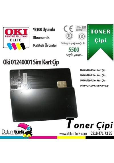Oki Mb260 / Mb280 / Mb290 01240001 Sim Kart Çipi 550354506