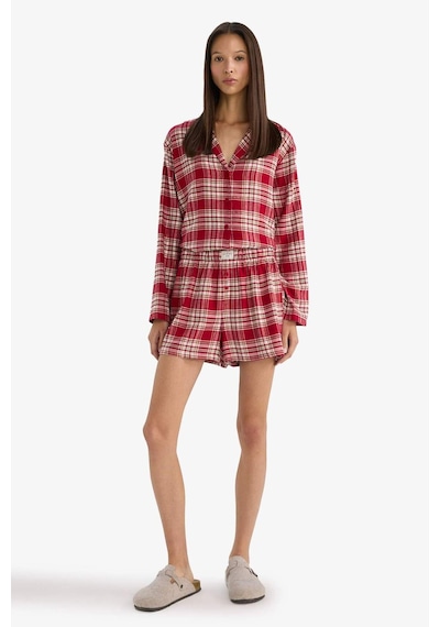 Defacto Regular Fit Flanel Kareli Şort Pijama Altı-fall İn Love F3675ax25wnbr196 Bordo-br196