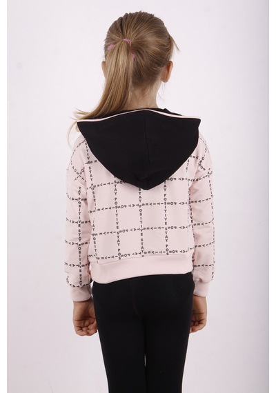 Toontoy Kız Çocuk Positive Baskılı Crop Sweatshirt Pudra