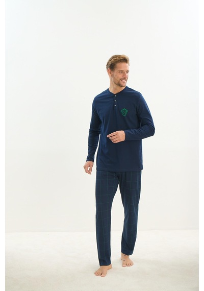 Sevim Erkek Uzun Kol Lacivert Pijama Takım C3t1n5o9 001