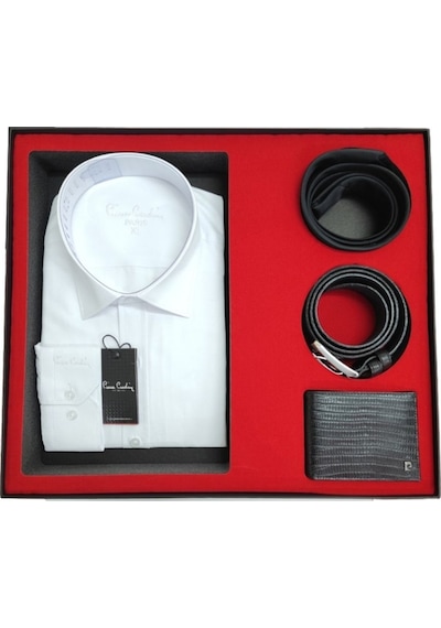 Pierre Cardin 4'lü Set Gömlek, Kemer, Cüzdan Ve Kravat Set Beyaz