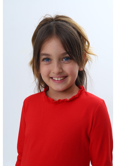 Toontoy Kids Toontoy Kız Çocuk Yaka Fırfır Etek 3d Güllü Elbise Kırmızı
