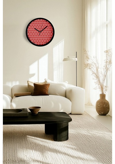 Modern Duvar Saati - 25cm - Önü Camlı Siyah Kasa - Sessiz Mekanizma-jh0878 Siyah