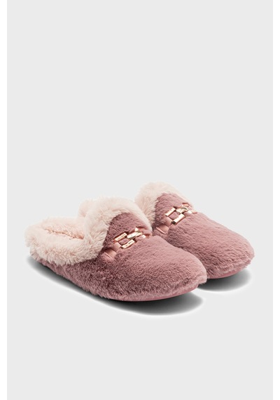 Twigy Tw Diaz Tokalı Peluş Terlik Kadın Terlik Jj0022 Koyu Pembe