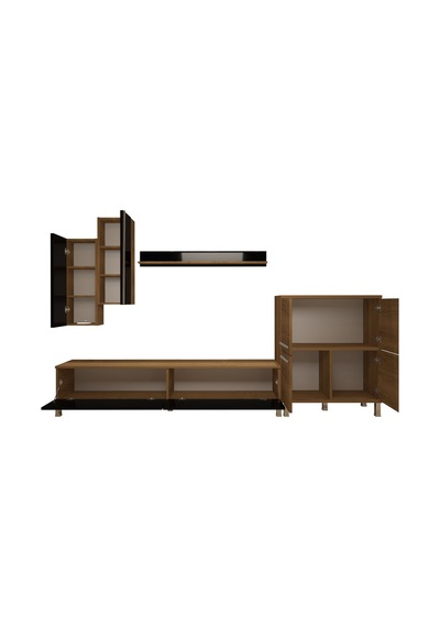 Decoraktiv Eko 6 Mdf Std Krom Ayaklı Tv Ünitesi Tv Sehpası Pera - Siyah