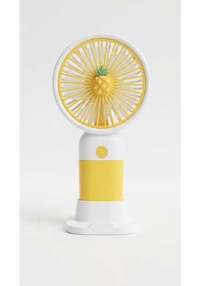 Mini El Fanı Ananas Figürlü Sarı Kompakt Tasarımlı,usb Şarjlı Güçlü Taşınabilir Vantilatör Fan-pl103