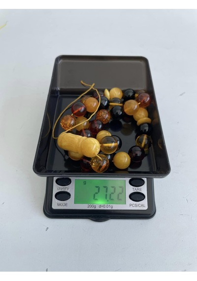 Renk Karması Doğal Kaya Damla Kehribar Tesbih 33lük 11mm 27,20 Gram