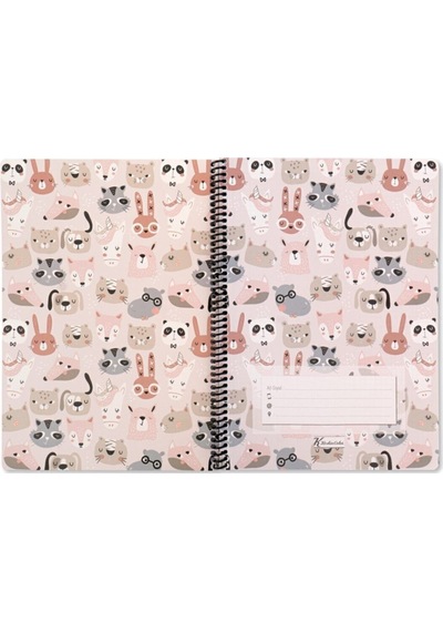 Keskin Color Animal Friends Spiralli Hayvanlar Karton Kapak 80 Yaprak A4 Kareli Defter Ozelalan1