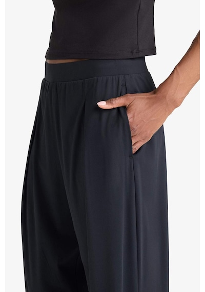 DeFactoFit Straight Fit Geniş Paça Standart Boy İnce Sporcu Pantolon E2542AX25SMBK81