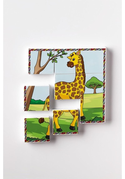 Küpss Manyetik Blok Çift Taraflı 9 Parçalı Mıknatıslı Puzzle 2 Görsel Zürafa-fil Yapboz Diğer