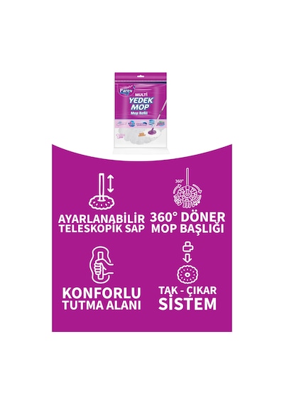 Thunderbolt Pedallı Otomatik Temizlik Seti Ve 2'li Yedek Mop