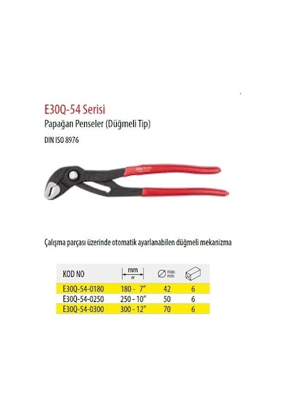 Ceta Form E30Q-54-0180 Papağan Pense Düğmeli -180Mm / 7