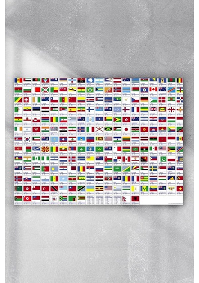 Postermanya Pster9157 Ülke Bayrakları Eğitim Posteri 70x100cm Diğer