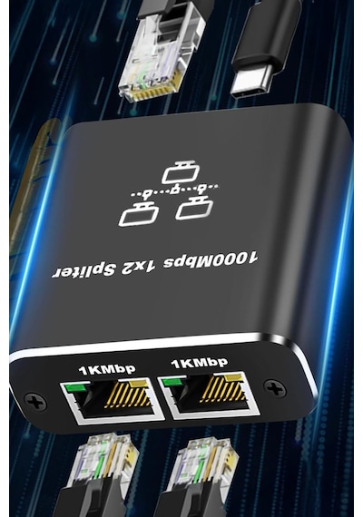 Gigabit Ethernet Anahtarı 2 Bağlantı Noktalı 1000mbps, Rj45 Çoğaltıcı Ethernet Splitter