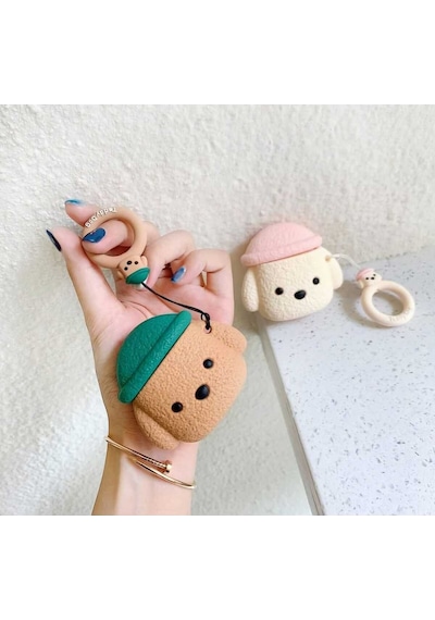 Apple Uyumlu iPhone 1/2. Nesil  Koruyucu Bluetooth Kulaklık Kılıfı Figürlü Teddy Airpods 1/2. Nesil