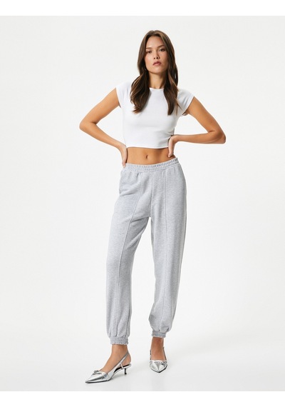 Koton Jogger Eşofman Altı Beli Ve Paçası Lastikli Nervürlü Gri 4sak30033ek 4SAK30033EK031 Gri