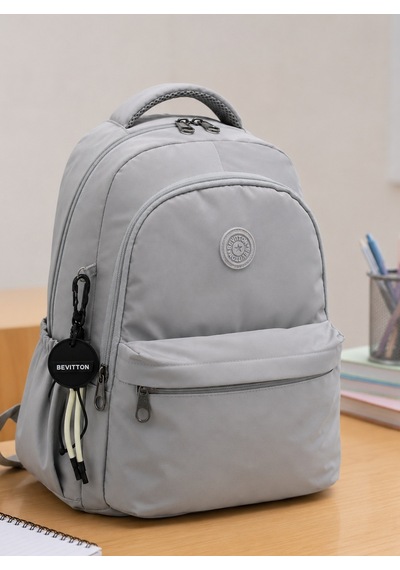 Gri Unisex Okul Çantası Su Geçirmez Kumaş Unisex Okul Sırt Çantası 2200 Gri