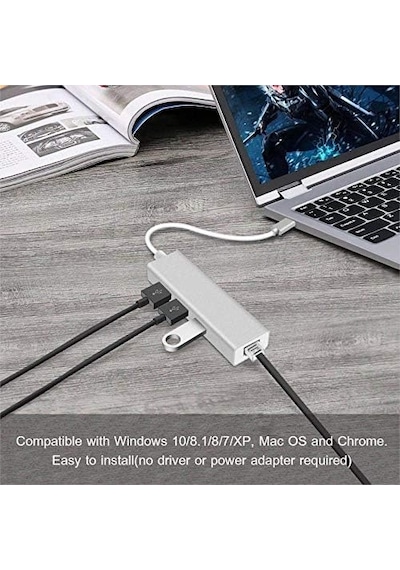 Fc05 Type-c To 3 X 3.0 Usb + Rj45 Lan Ethernet Çevirici Macbook Uyumlu