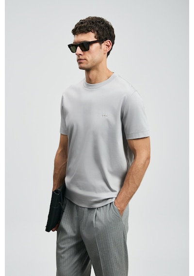 Lufian Erkek Roland Basic T-shirt 112020058 Gri Gri