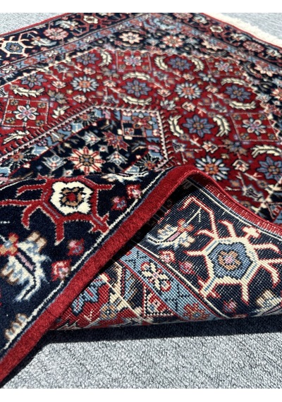 El Dokuma İran Halısı 80x125 Kırmızı Lacivert Yün Sine Halısı Kırmızı