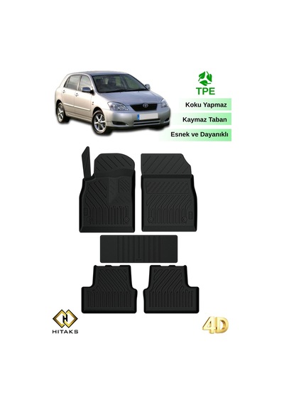 Hitaks Toyota Corolla Hb 2001-2006 Siyah 4d Havuzlu Paspas Araca Özel Oto Paspas