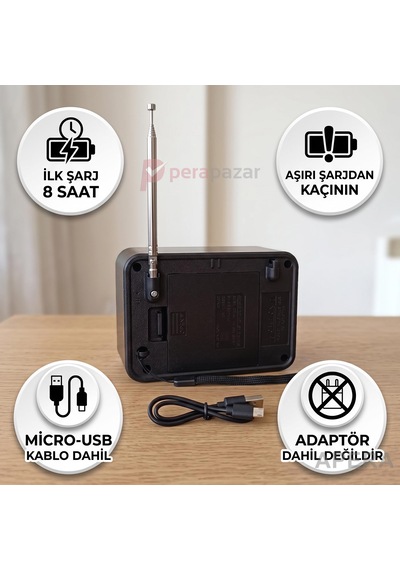 Nns Ns-3315bt Şarjlı Nostaljik Radyo Bluetooth Tws Usb Micro Kart Destekli Dekoratif Müzik Çalar 14cm Boyunda Kahverengi