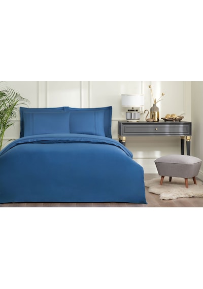 Özdilek Sadem Organik Soft Line King Size Saten Nevresim Takımı Indigo
