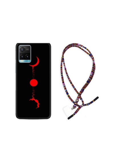 Vivo Y21S Kılıf Rasta Boyun Askılı Red Moon 1710