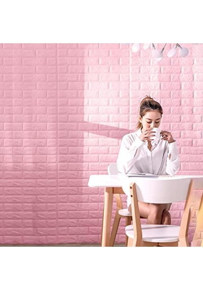 Kendinden Yapışkanlı Salon Ofis Pembe Duvar Kağıdı Paneli Nw03