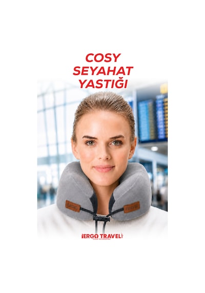 Viscofoam Cosy Ortopedik Seyahat Yastığı Visco Boyun Destekli Seyahat Yastığı - Gri | Ergo Travel