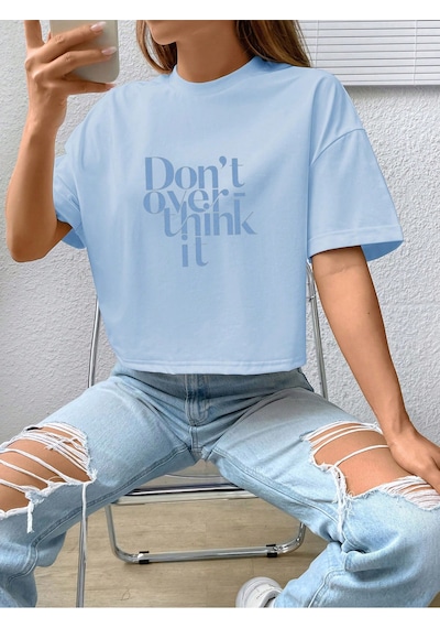 Uyguntarz Unisex Dont Over Think Baskılı Tasarım Bebe Mavisi