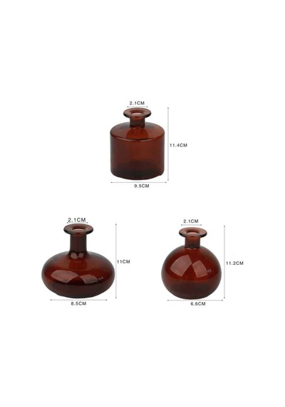 Segona Mini 3'lü Cam Vazo Seti Amber Renk Ve İskandinav Tarzı İle Dekorasyon