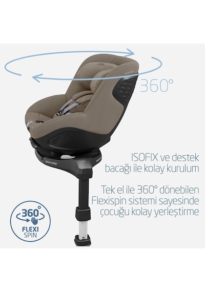 Maxi-Cosi Mica 360 Pro I-Size Dünyanın Ilk Kızaklı, Araç Dışına Çıkabilen Adac'lı Isofix'li 360 Dönebilir Yatabilir 0-18 kg Bebek Oto Koltuğu Authentic Truffle
