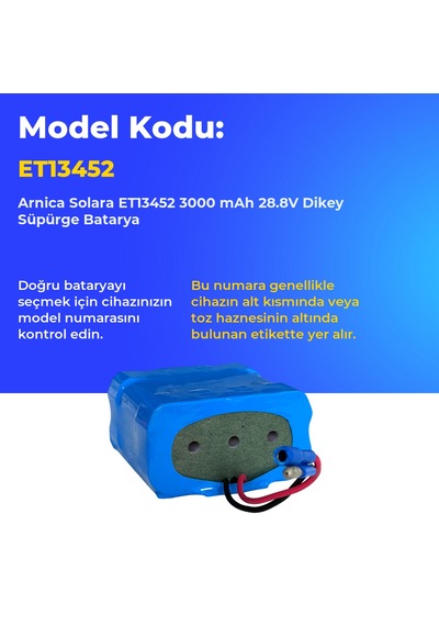 Arnica Solara Et13452 3000 Mah 28.8v Dikey Süpürge Batarya