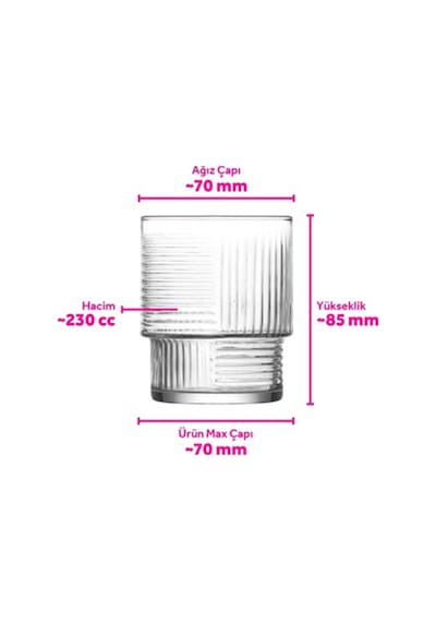 Lav Helen Cam Su Bardağı 3'lü 230 ml (Meşrubat Bardağı)
