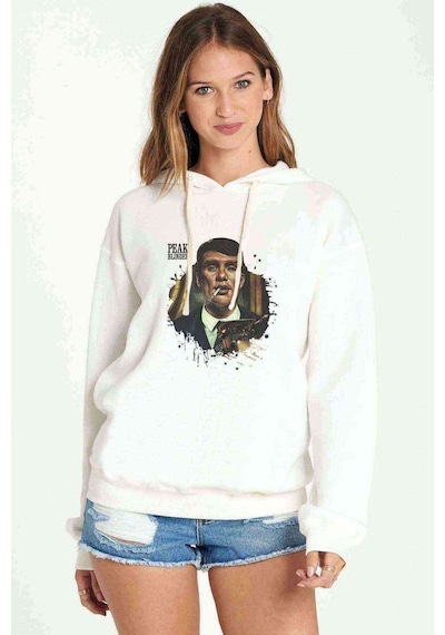 Peaky Bılnders Baskılı Beyaz Kadın Kapşonlu Sweatshirt (534765638)