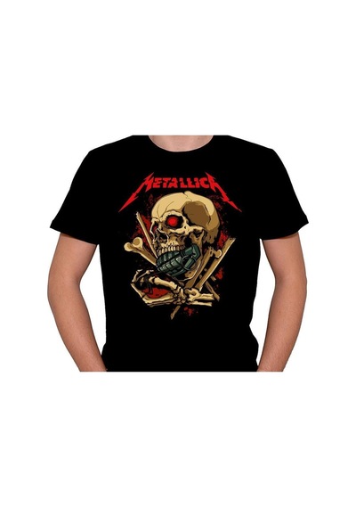 Metallica Kuru Kafa Skull Rock'n Roll Tişört Unisex T-shirt 001