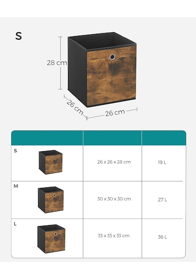 Lexroo Saklama Kutusu, 6'lı Set, Düzenleme Kutuları, Dokusuz Kumaş, Katlanır Kutu, 26 X 26 X 28 Cm Çok Renkli
