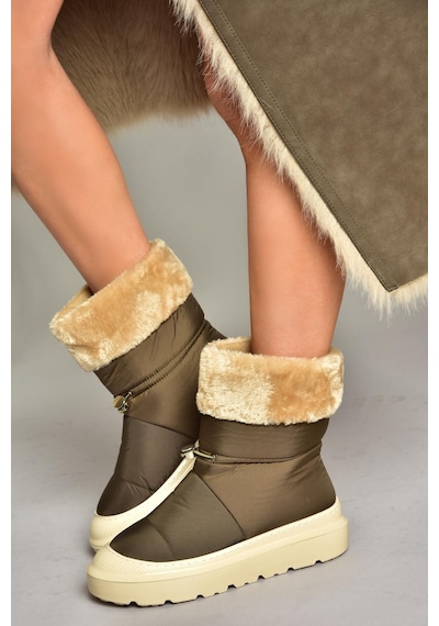 Fox Shoes T476434004 Haki Kumaş Kadın Bot Haki-kumaş Haki