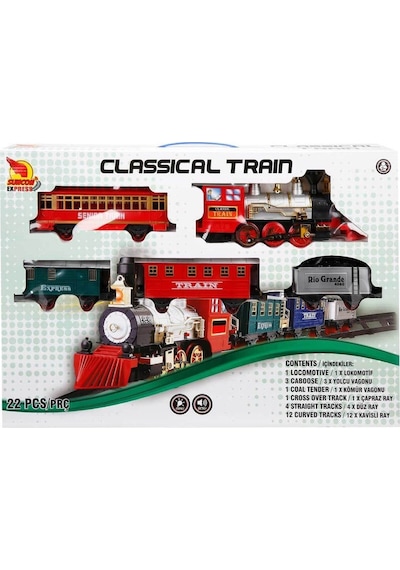 1553 Klasik Tren Seti Sesli ve Işıklı 22 Parça
