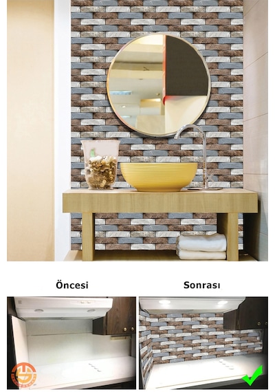 Technosmart 10adet 30x30cm 3d Kendinden Yapışkanlı Duvar Kaplama Su Geçirmez Dekorasyon Mutfak Banyo