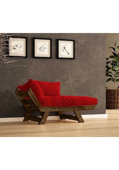 Woodesk Adalar Masif Ceviz-kırmızı Renk Berjer Cpt8135-140 Kırmızı